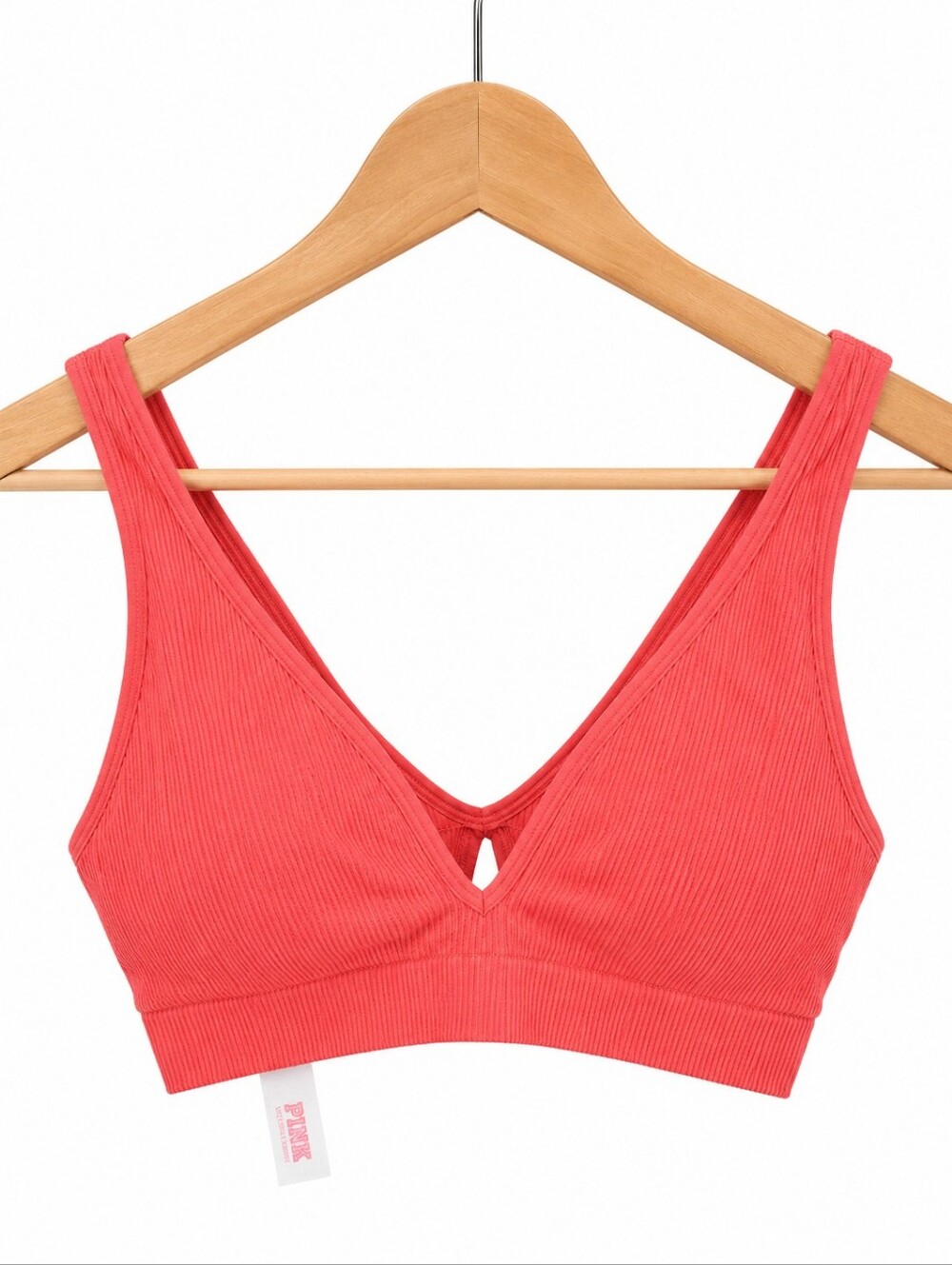 PINK Victoria’s Secret Coral Ribbed Seamless Bralette XS/XP
